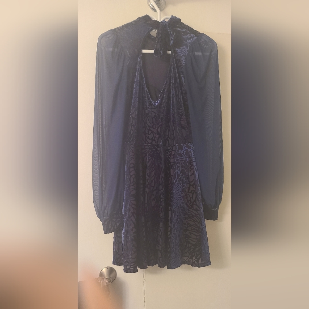 Blackmilk Navy burned velvet dress.  L - Picture 10 of 10